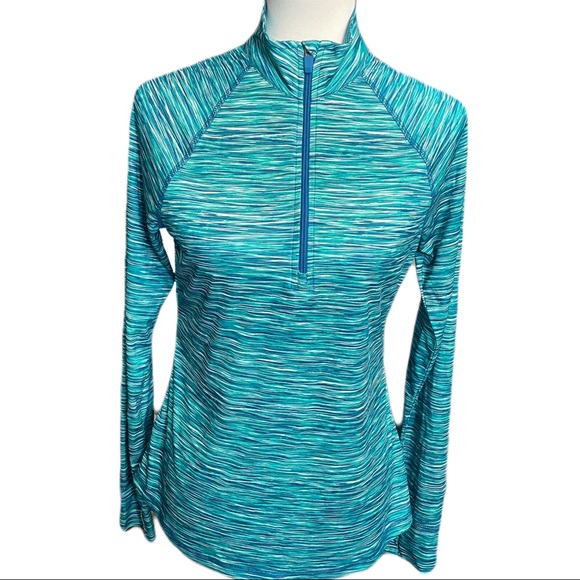 exertek Tops - EXERTEK ATHLETIC HALF ZIP STRIPED/HEATHERED PULLOVER WITH THUMB HOLE